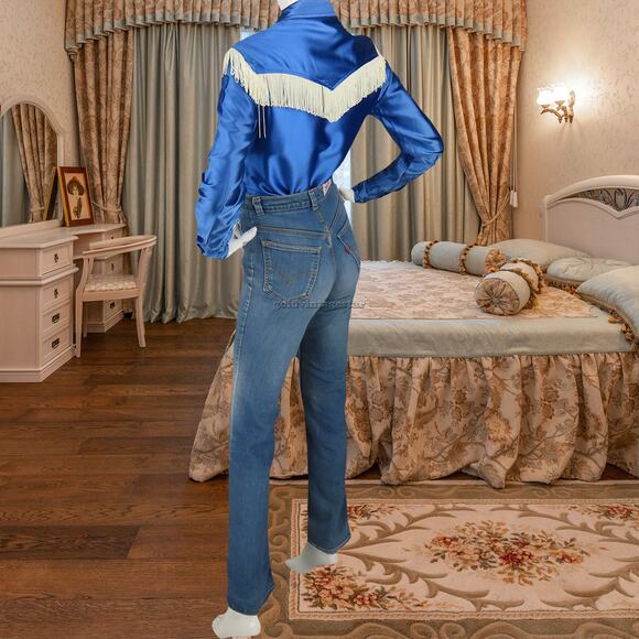 Vintage H Bar C Fringe Western Snap Shirt M - Picture 8 of 12